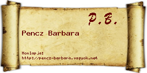 Pencz Barbara névjegykártya